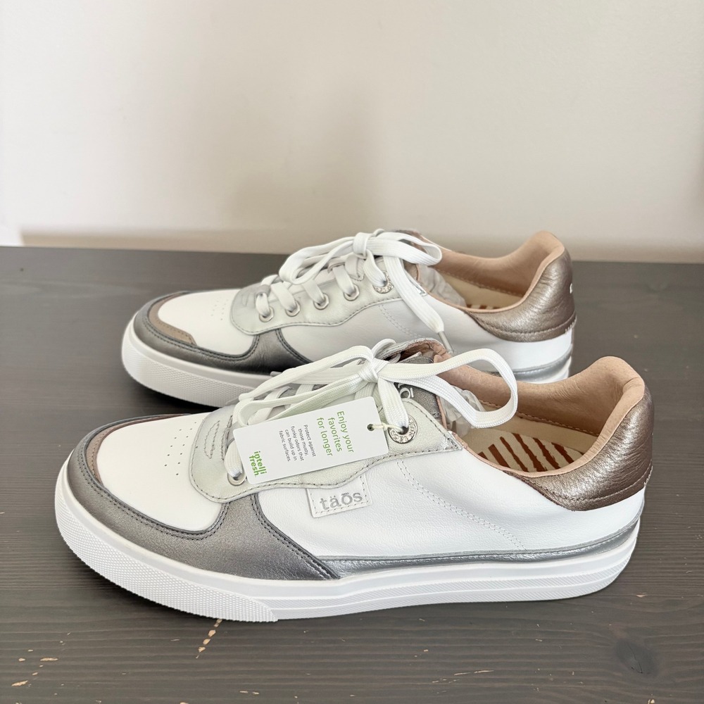 Taos Pop Soul Sneaker 10 White Metallic Multi Leather Comfort Shoes - Picture 3 of 13